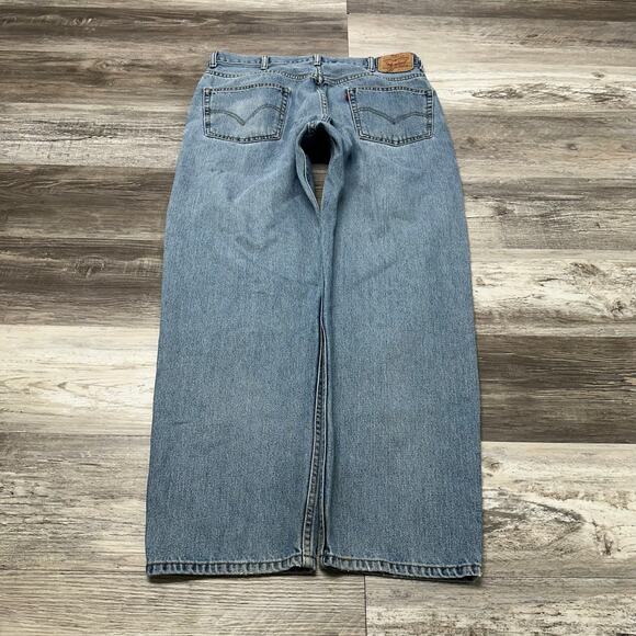 Levis 550 Faded Mid Wash Blue Mens 38x32 Relaxed Fit Straight Leg Jeans Red Tab - Picture 3 of 13